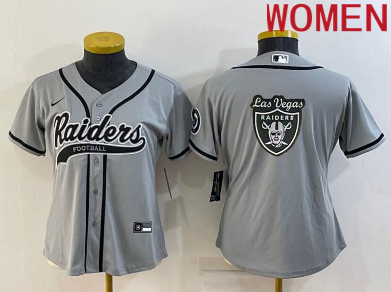 Women Oakland Raiders Blank Grey 2022 Nike Co branded NFL Jerseys->women nfl jersey->Women Jersey